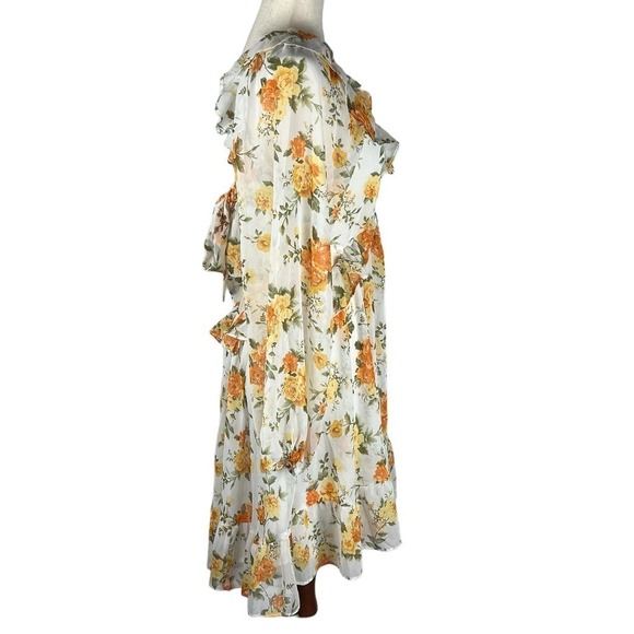 VICI‎ FLORAL LONG SLEEVE CUTOUT BACK CHIFFON BABYDOLL DRESS NWT WOMEN'S MEDIUM - Picture 12 of 16